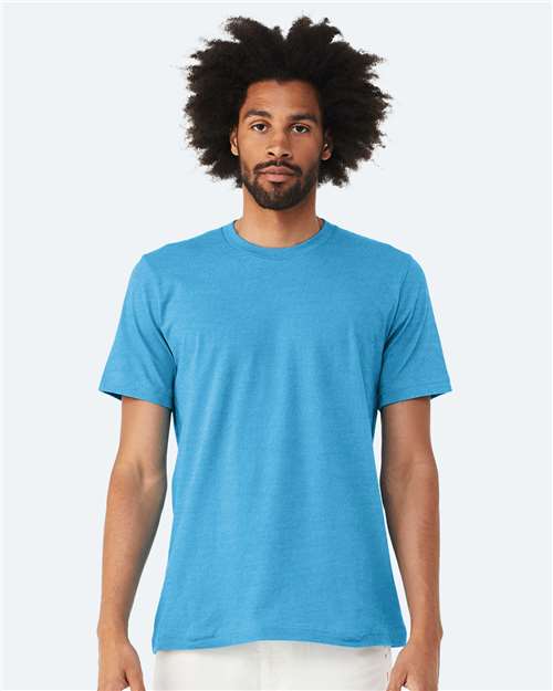 BELLA + CANVAS 3001CVC Heather Aqua — on model front