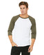 Bella + Canvas 3200 - Unisex 3/4-Sleeve Baseball T-Shirt - White / Heather Olive