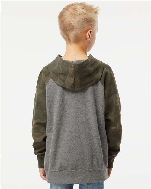 Independent Trading Co. PRM15YSB Nickel Heather/ Forest Camo — on model back