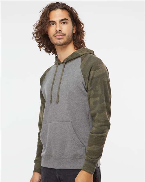 Independent Trading Co. PRM33SBP Nickel Heather/ Forest Camo — on model side