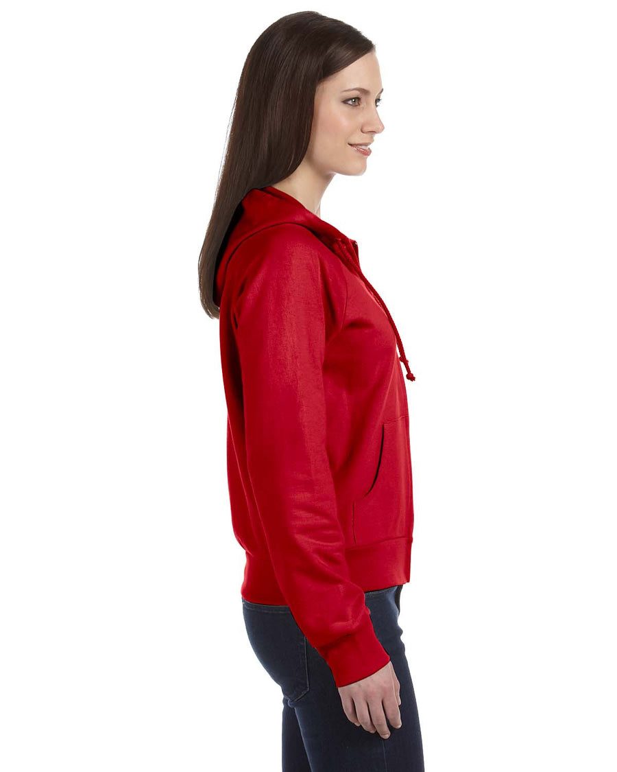 Women's Fleece Full-Zip Raglan Hoodie - Red