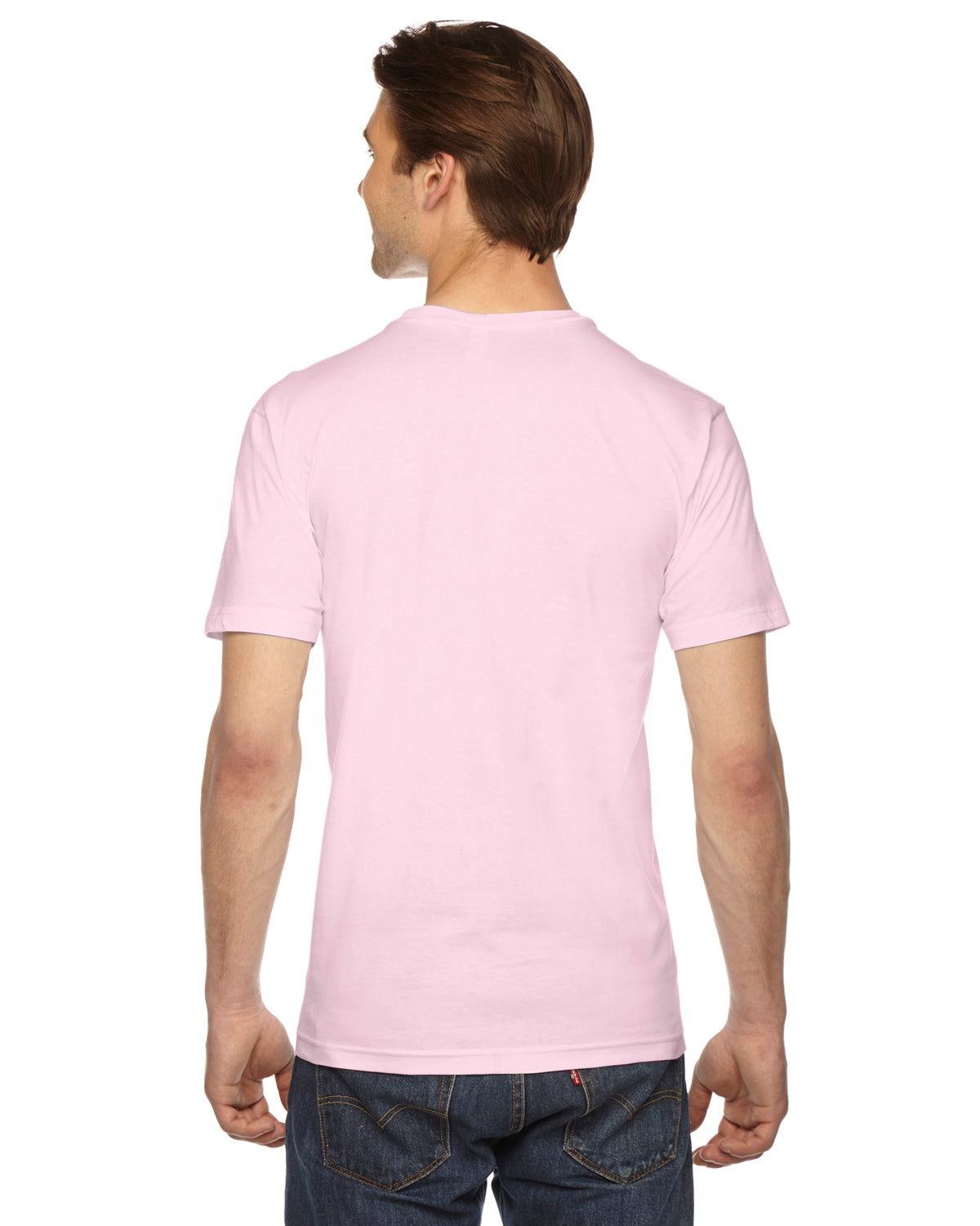 Unisex Fine Jersey Short-Sleeve V-Neck T-Shirt - Light Pink