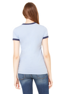 Women's Jersey Short-Sleeve Ringer T-Shirt - Heather Blue / Navy