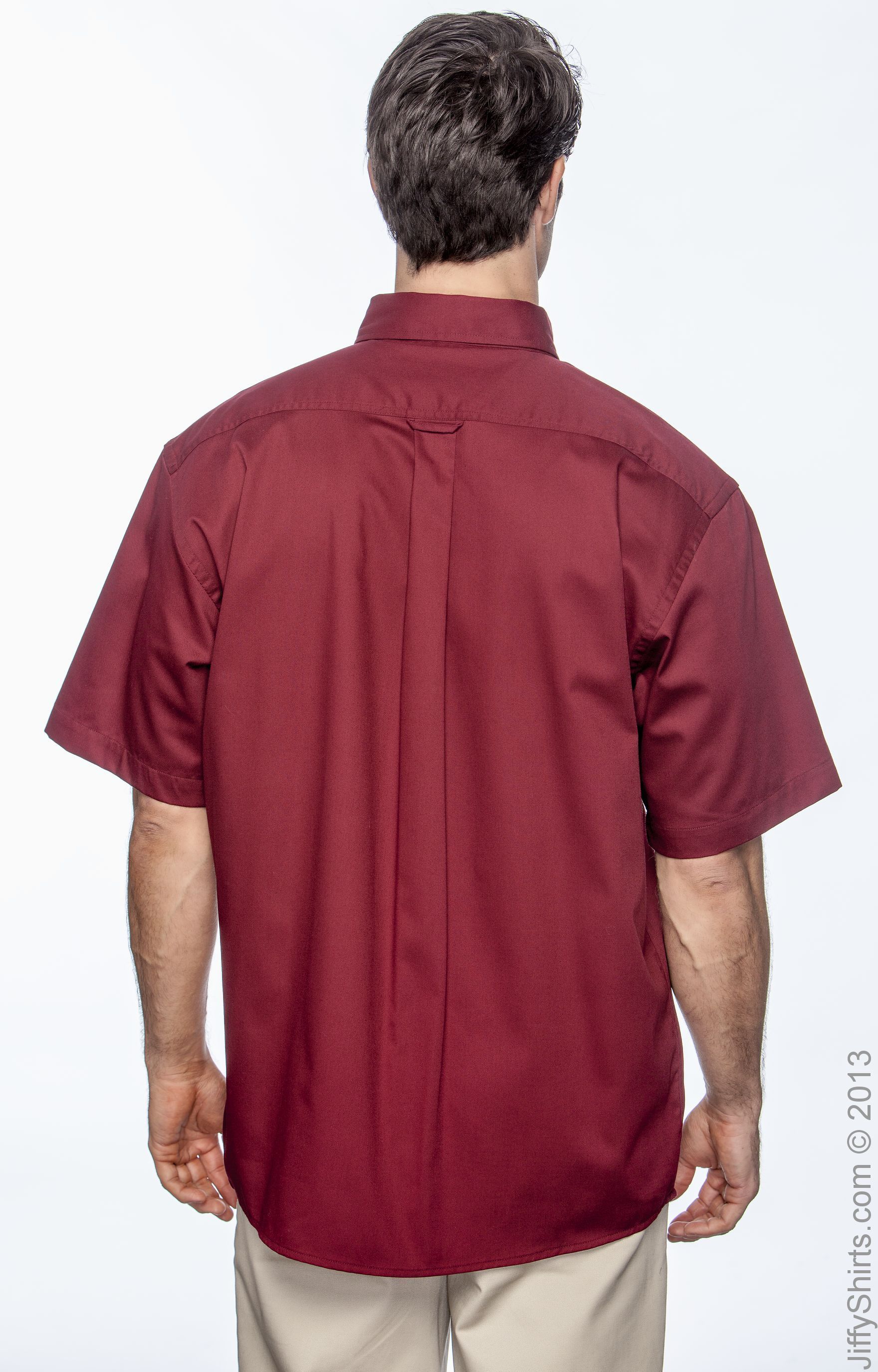 Men's Easy Blend™ Short-Sleeve Twill Shirt with Stain-Release - Wine