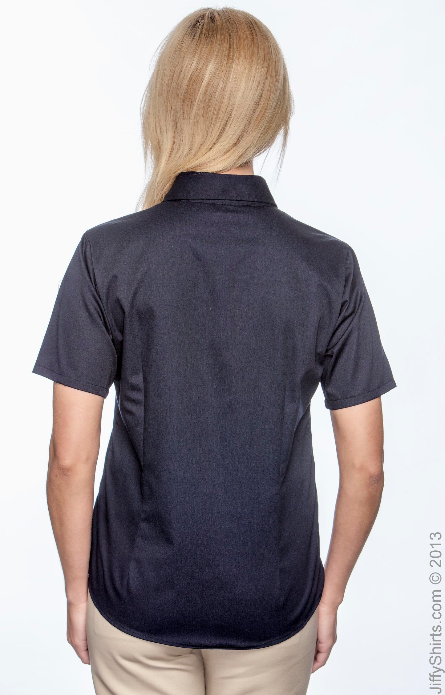 Women's Easy Blend™ Short-Sleeve Twill Shirt with Stain-Release - Navy