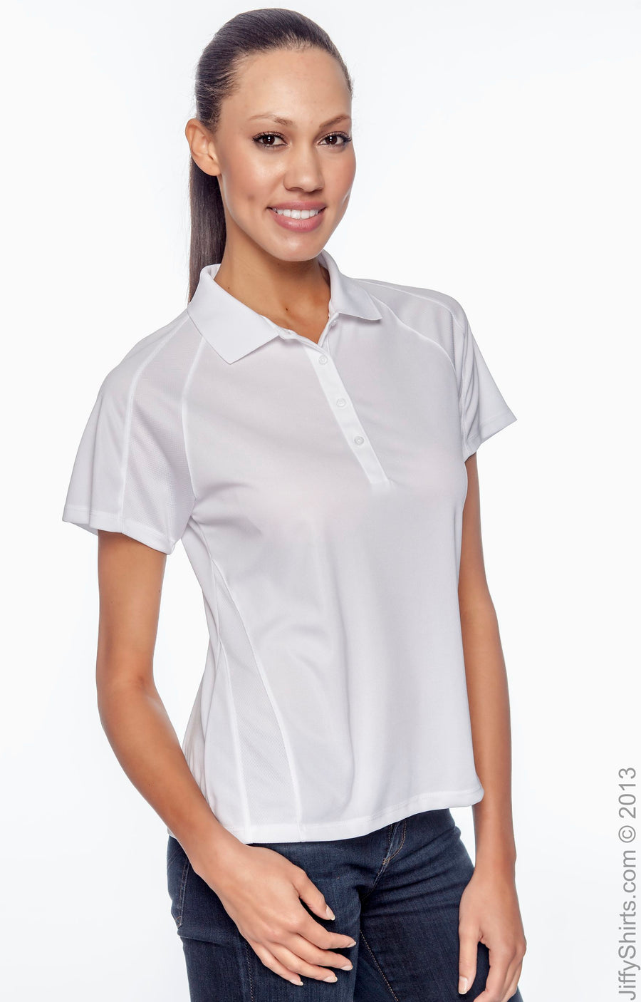 Women's Polytech Mesh Insert Polo - White
