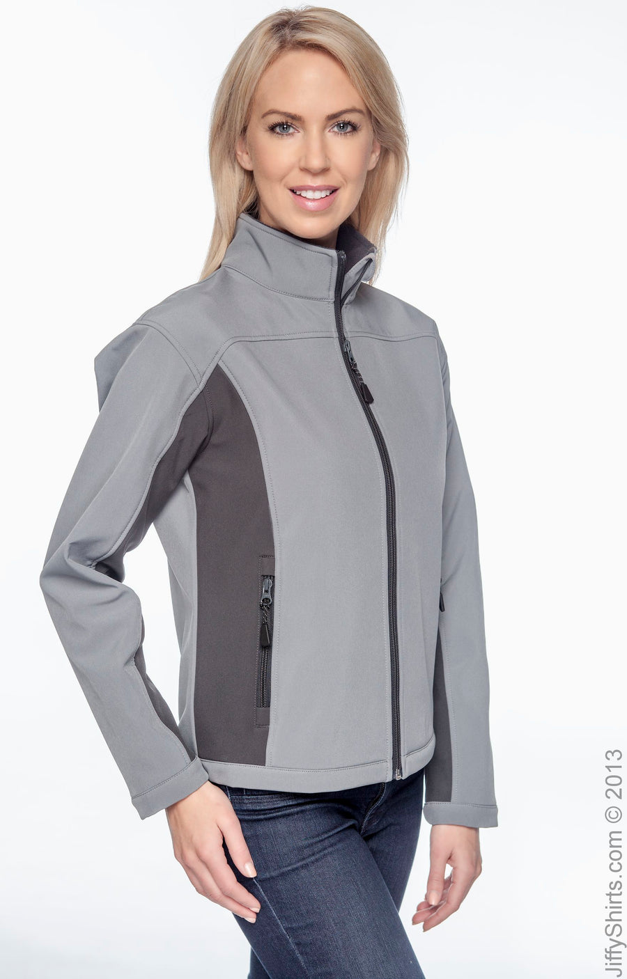 Women's Soft Shell Colorblock Jacket - Charcoal / Dark Charcoal