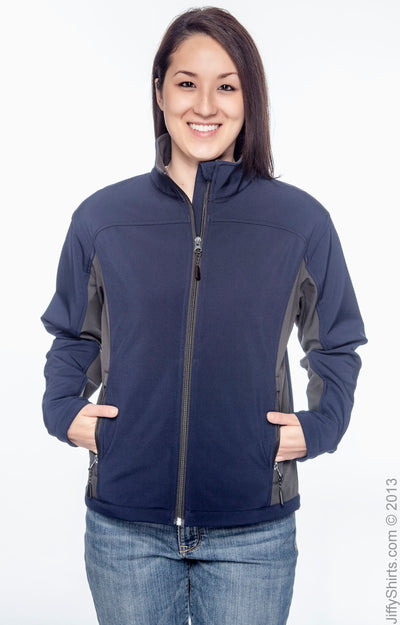 Women's Soft Shell Colorblock Jacket - Navy / Dark Charcoal