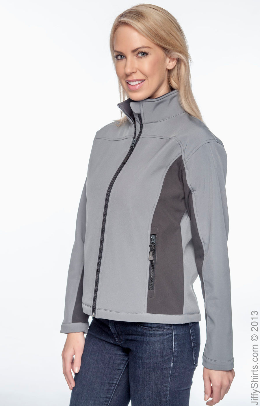 Women's Soft Shell Colorblock Jacket - Charcoal / Dark Charcoal