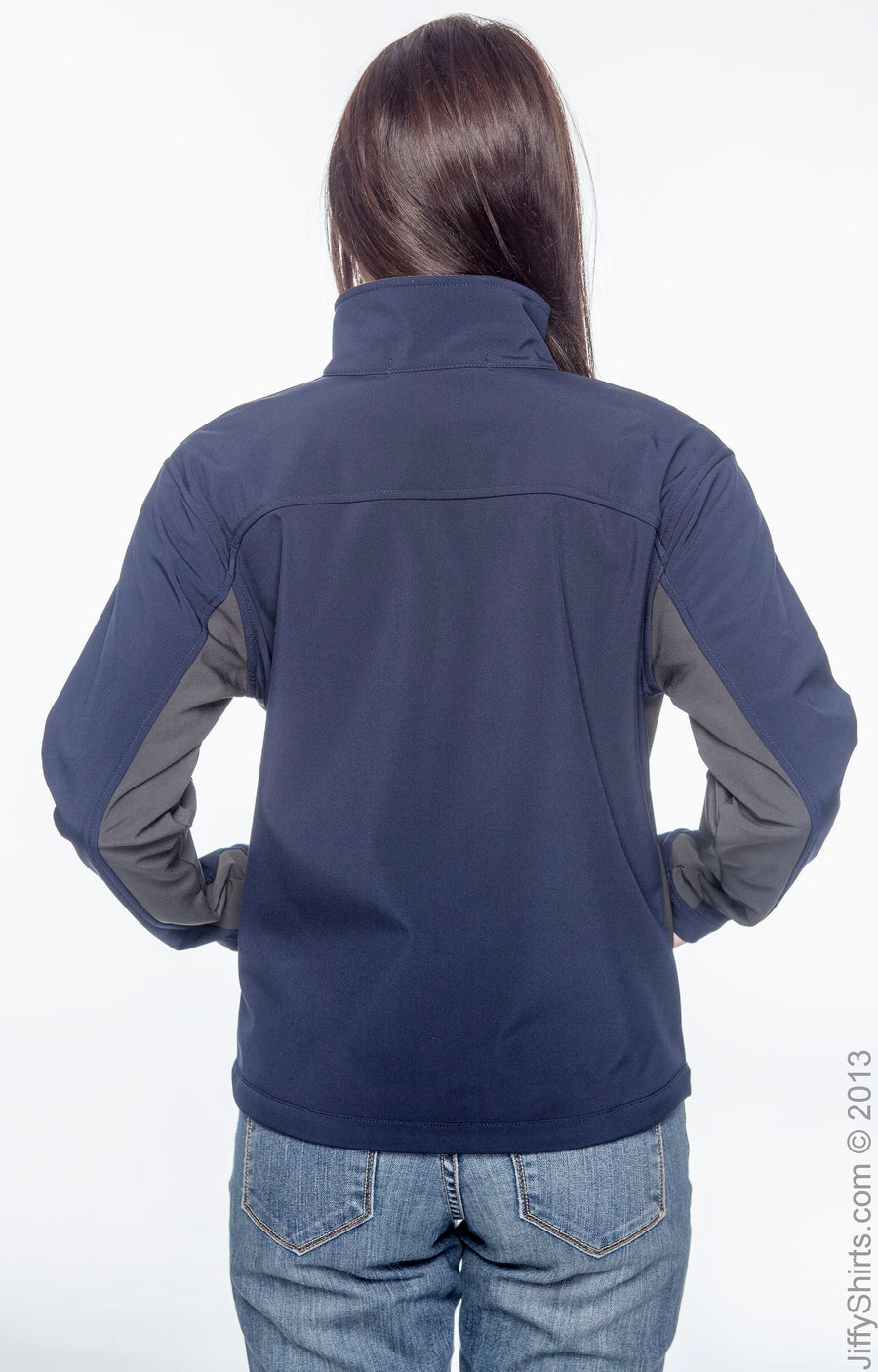 Women's Soft Shell Colorblock Jacket - Navy / Dark Charcoal