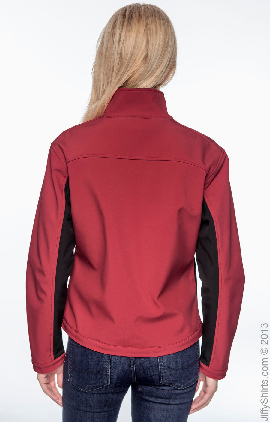 Women's Soft Shell Colorblock Jacket - Red / Dark Charcoal