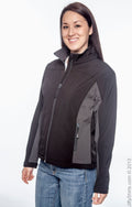 Women's Soft Shell Colorblock Jacket - Black / Dark Charcoal