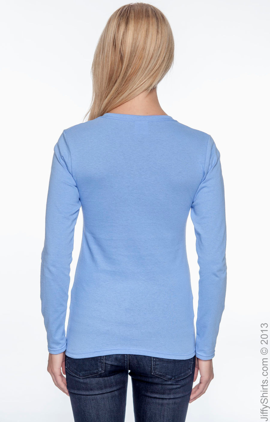 Ladies' Heavy Cotton™ 5.3 oz. Long-Sleeve T-Shirt - Carolina Blue