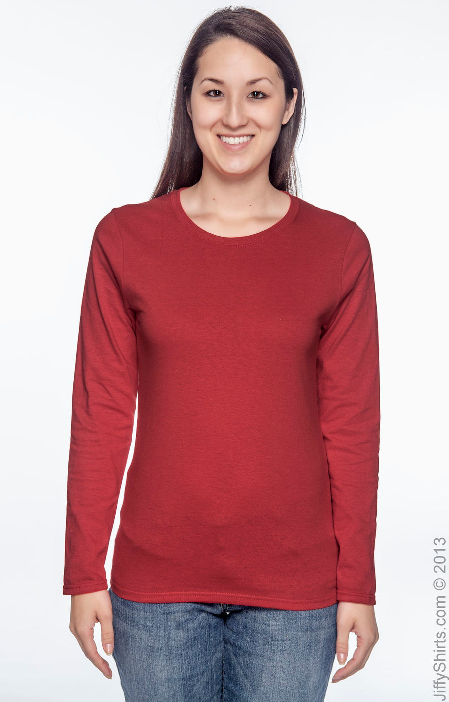 Ladies' Heavy Cotton™ 5.3 oz. Long-Sleeve T-Shirt - Red