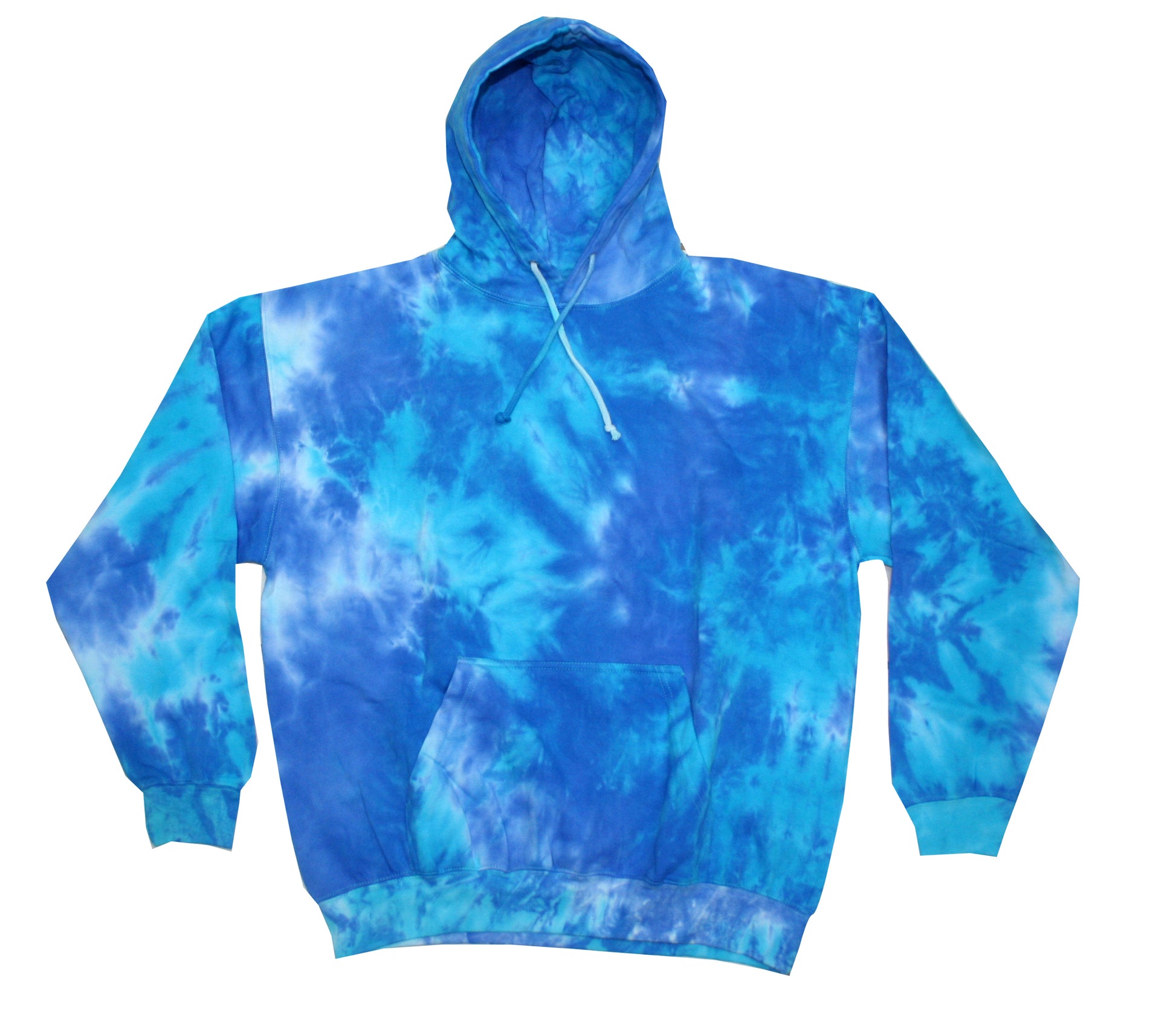 Unisex Tie-Dyed Pullover Hoodie - Blue Mix