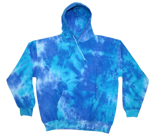 Unisex Tie-Dyed Pullover Hoodie - Blue Mix