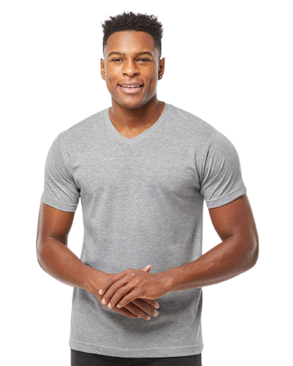 Unisex Poly-Rich V-Neck Tee - Heather Grey