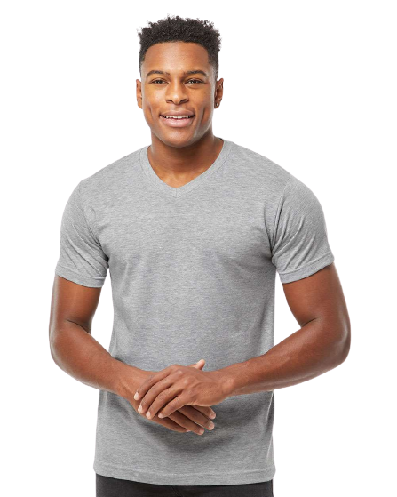 Unisex Poly-Rich V-Neck Tee - Heather Grey