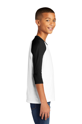 Youth Heavy Cotton��� 3/4-Raglan Sleeve T-Shirt - White / Black