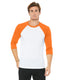 Bella + Canvas 3200 - Unisex 3/4-Sleeve Baseball T-Shirt - White / Neon Orange