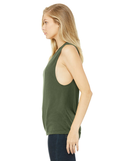 Women's Flowy Scoop Muscle Tank - Military Green