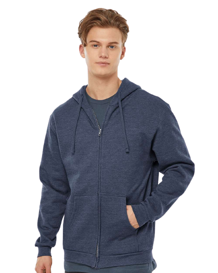 Unisex Fleece Zip Hoodie - Heather Denim