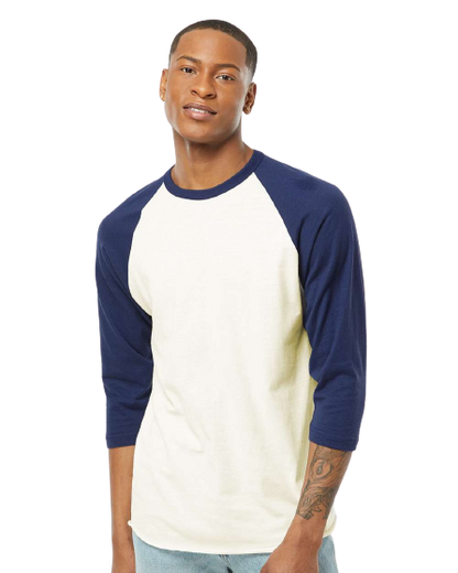 Unisex Fine Jersey Raglan Tee - Vintage White/ Inked India