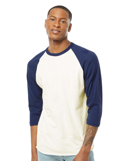 Unisex Fine Jersey Raglan Tee - Vintage White/ Inked India