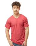 Unisex Poly-Rich V-Neck Tee - Heather Red