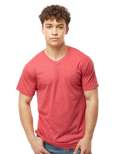 Unisex Poly-Rich V-Neck Tee - Heather Red