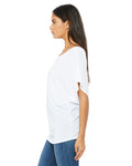 Women's Flowy Draped Sleeve Dolman T-Shirt - White