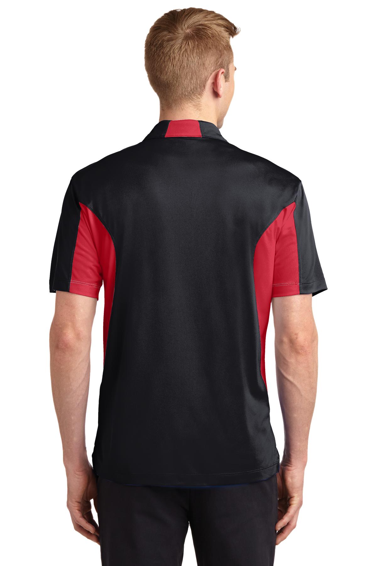 Men's Side Blocked Micropique Sport-Wick Polo - Black / Red