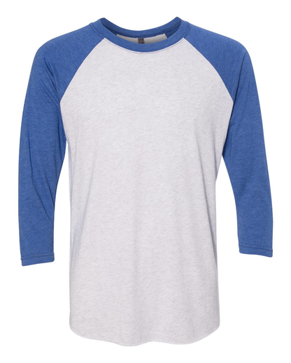 Unisex Triblend 3/4-Sleeve Raglan - Vintage Royal / Heather White