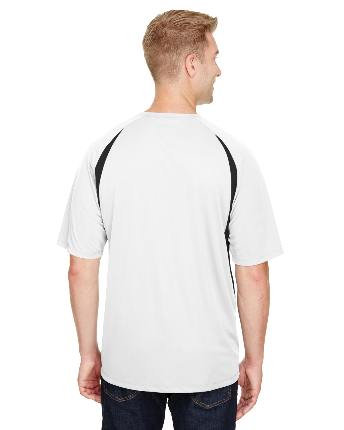 Men's Cooling Performance Color Blocked T-Shirt - White / Black