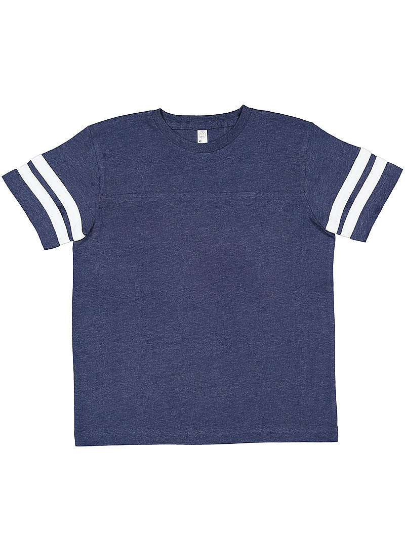Youth Football Fine Jersey T-Shirt - Vintage True Navy/Blended White