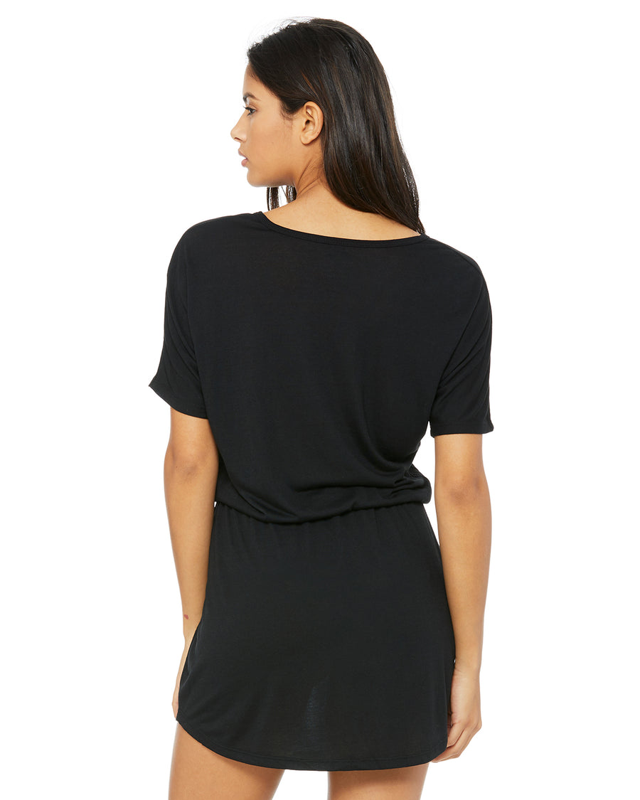 Women's Flowy V-Neck Dress - Black