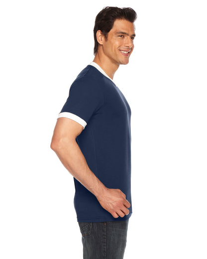 UNISEX Poly-Cotton Short-Sleeve Ringer T-Shirt - Navy / White