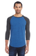 Threadfast Apparel 302G - Unisex Triblend 3/4-Sleeve Raglan - Royal Black / Black Triblend