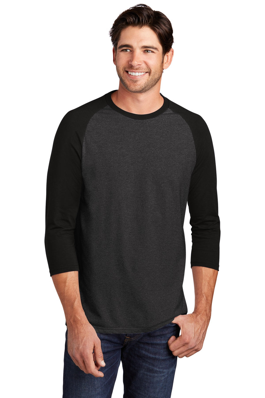 Unisex Perfect Tri 3/4-Sleeve Raglan - Black / Black Fr