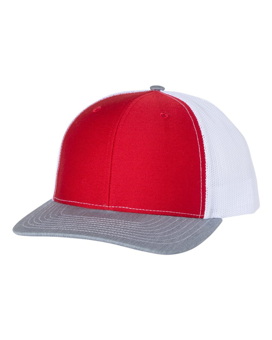 Snapback Trucker Cap - Red / White / Heather Gray