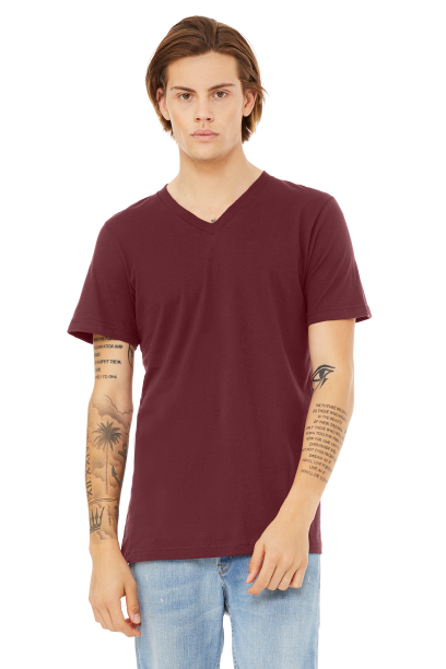 Unisex Jersey Short-Sleeve V-Neck T-Shirt - Maroon