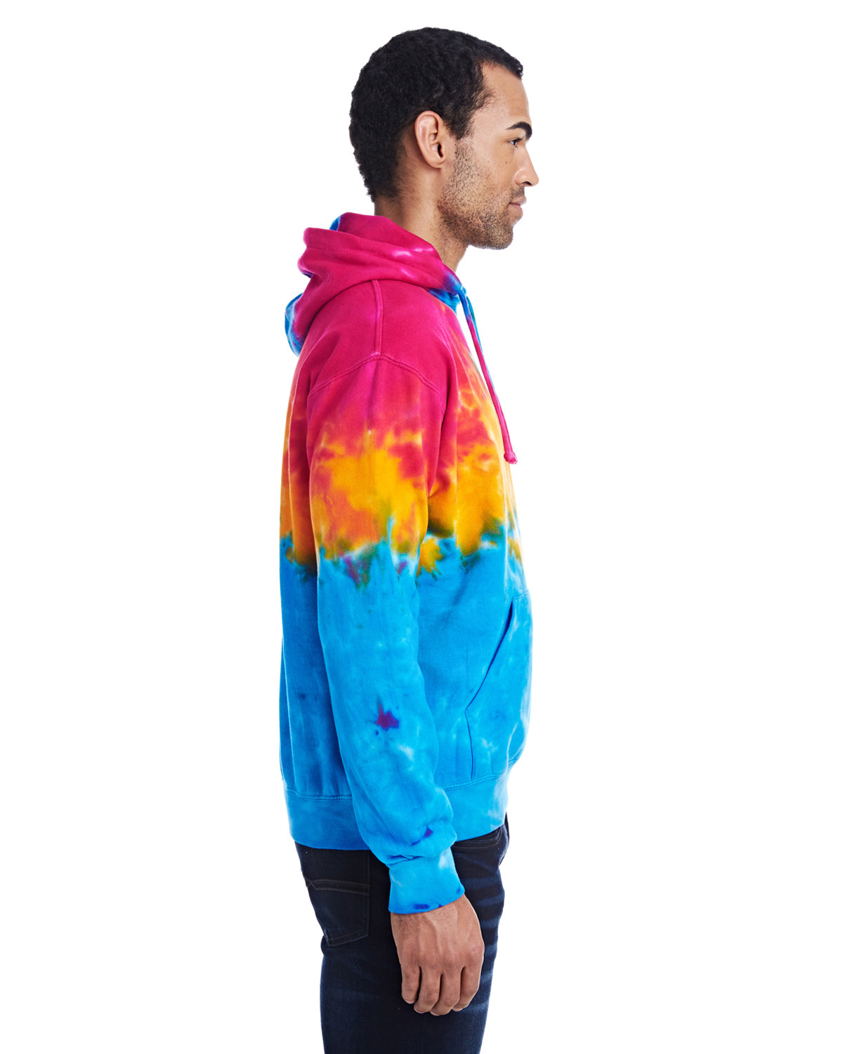 Unisex Tie-Dyed Pullover Hoodie - Rainbow Mix