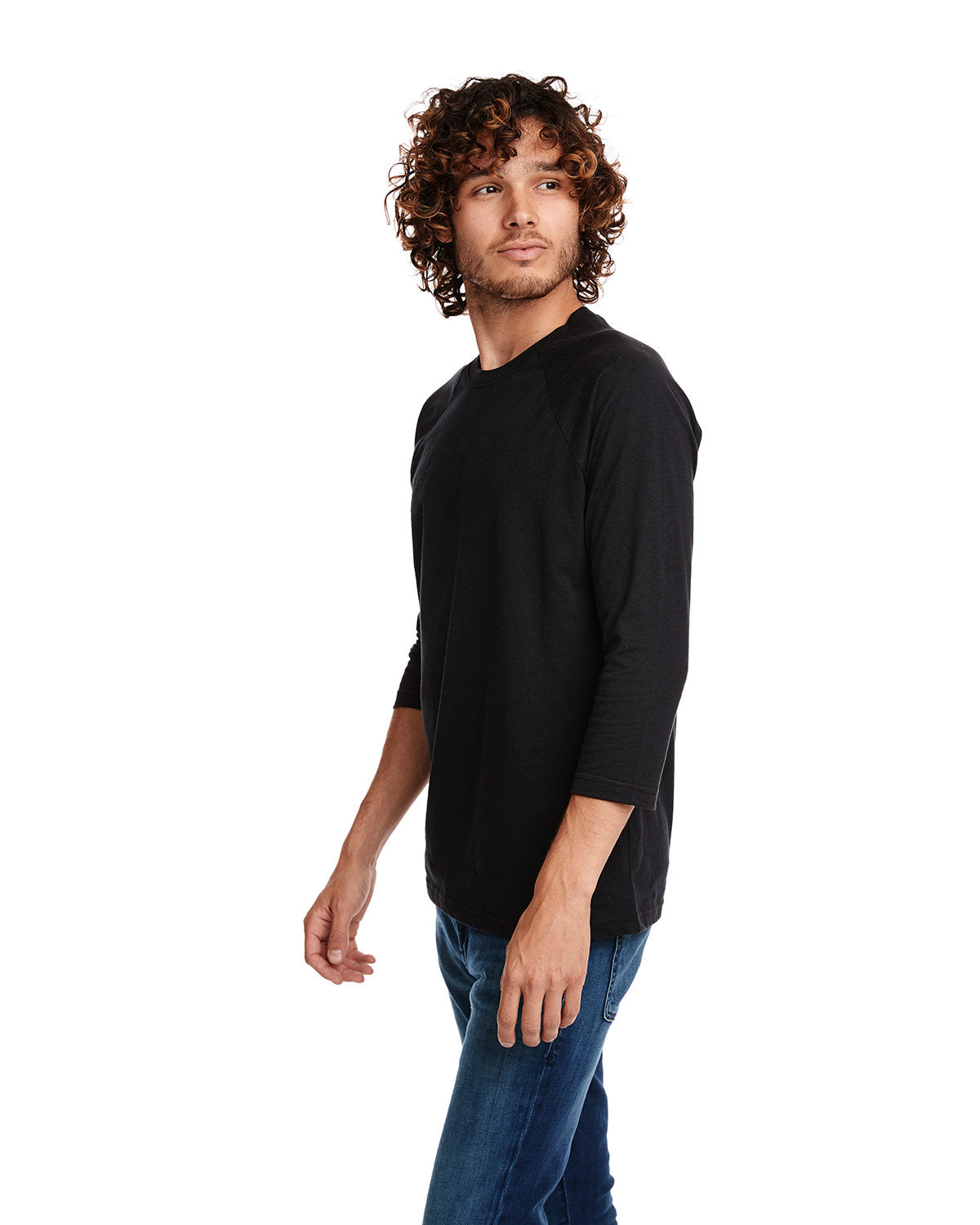 Unisex CVC 3/4 Sleeve Raglan Baseball T-Shirt - Black / Black