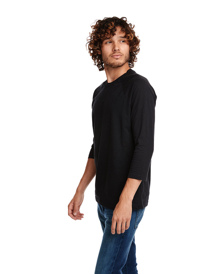Unisex CVC 3/4 Sleeve Raglan Baseball T-Shirt - Black / Black