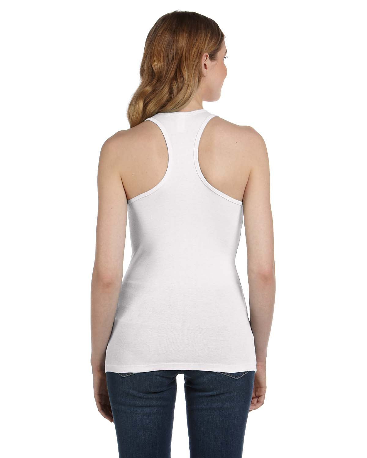 Women's Sheer Mini Rib Racerback Tank - White