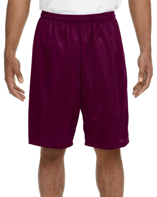 Unisex Nine Inch Inseam Mesh Short - Maroon