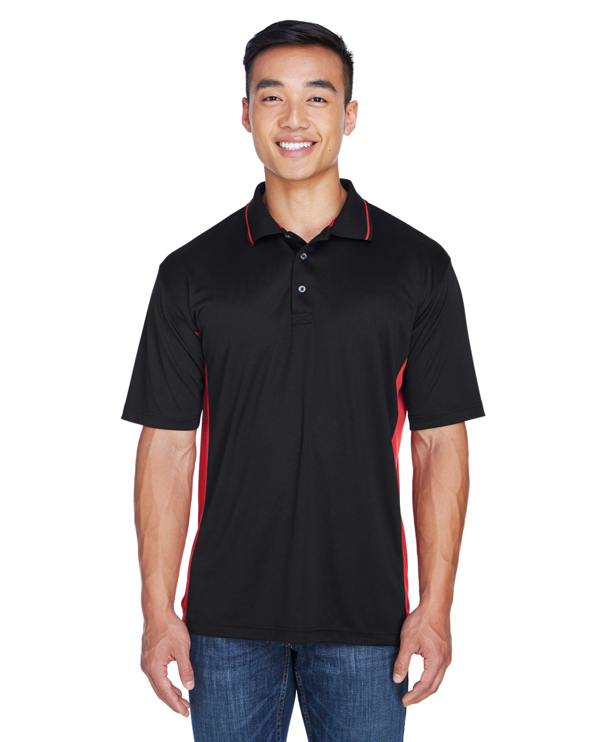 Men's Cool & Dry Sport Two-Tone Polo - Black / Red