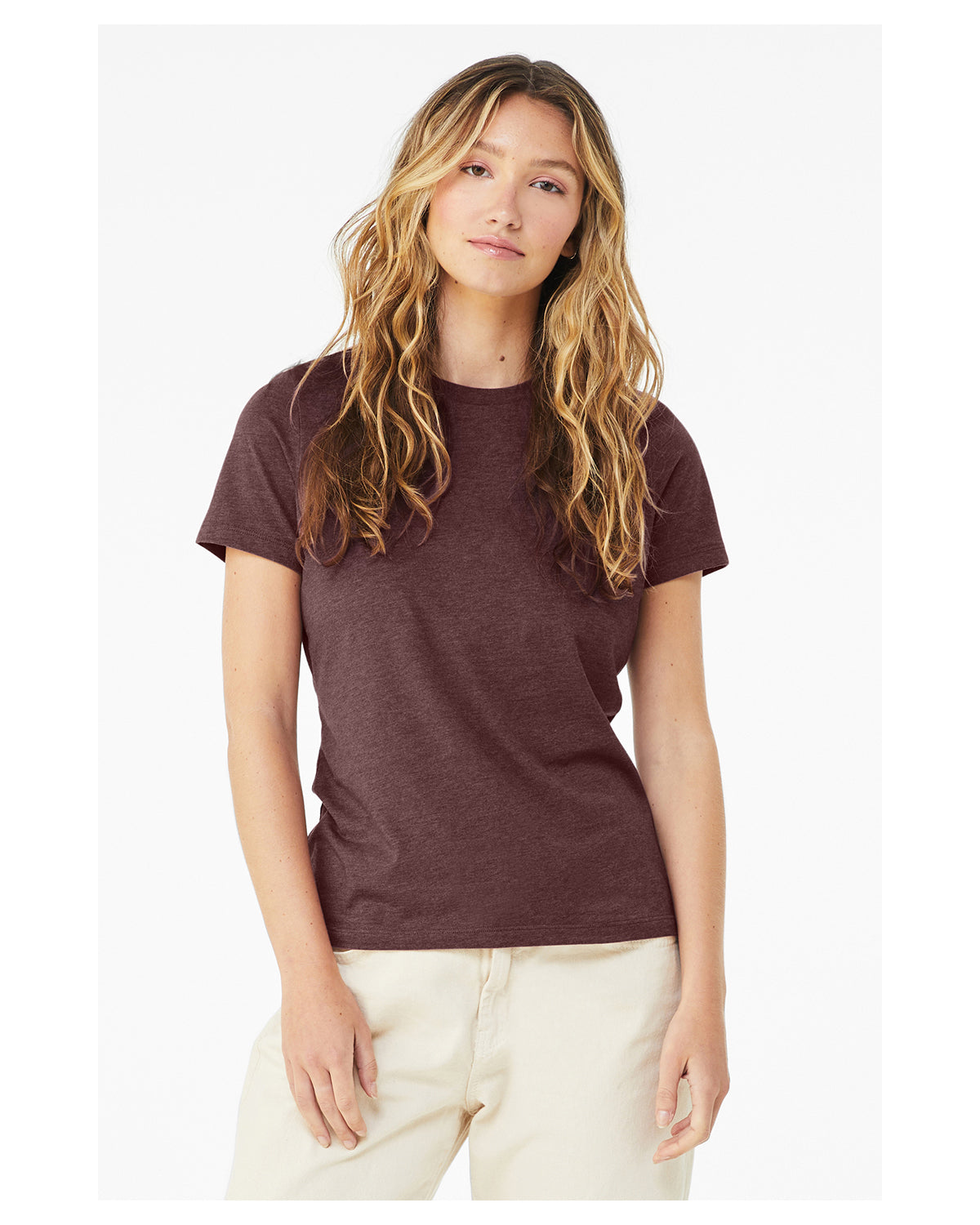 Women's Heathered Relaxed Jersey Short-Sleeve T-Shirt - Heather Maroon