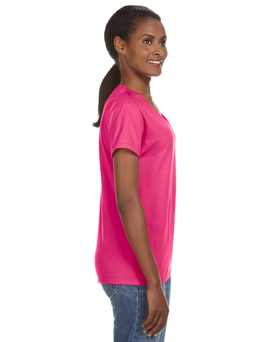 Women's Lightweight V-Neck T-Shirt - Hot Pink