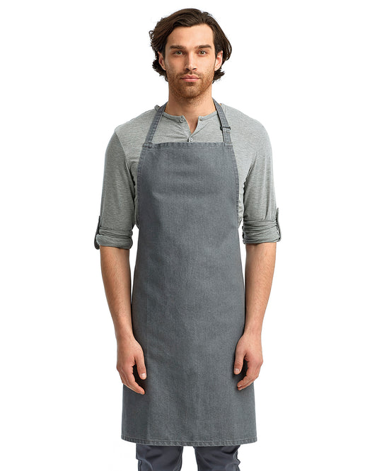 Unisex Recycled Bib Apron - Gray Denim